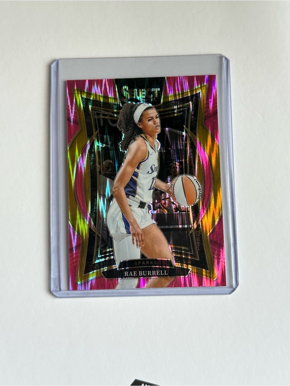 Rae Burrell trading card. Select panini holographic card